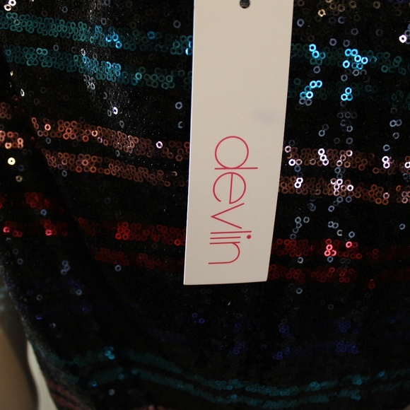 Devlin Striped Sequin Dress Size Small New Year's Eve - Picture 9 of 9